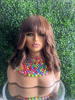 Brown Curly Wig with Bangs - Stylish Women’s Hair